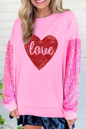 Sparkle Red Heart Sequined Sweater