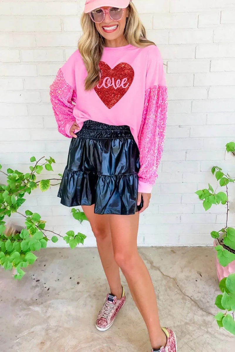 Sparkle Red Heart Sequined Sweater