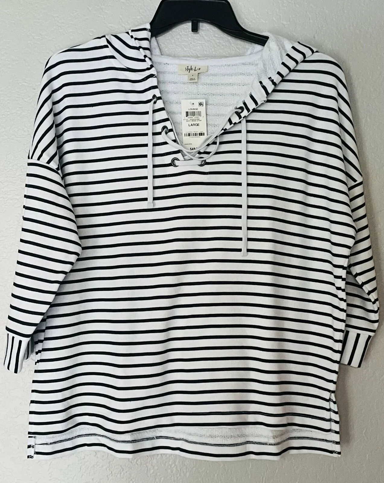 Style and Co Striped Lace-up Hoodie