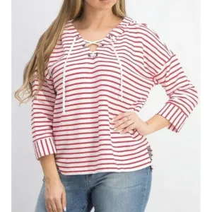 Style and Co Striped Lace-up Hoodie