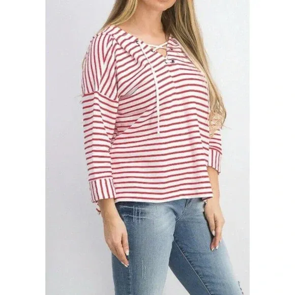 Style and Co Striped Lace-up Hoodie