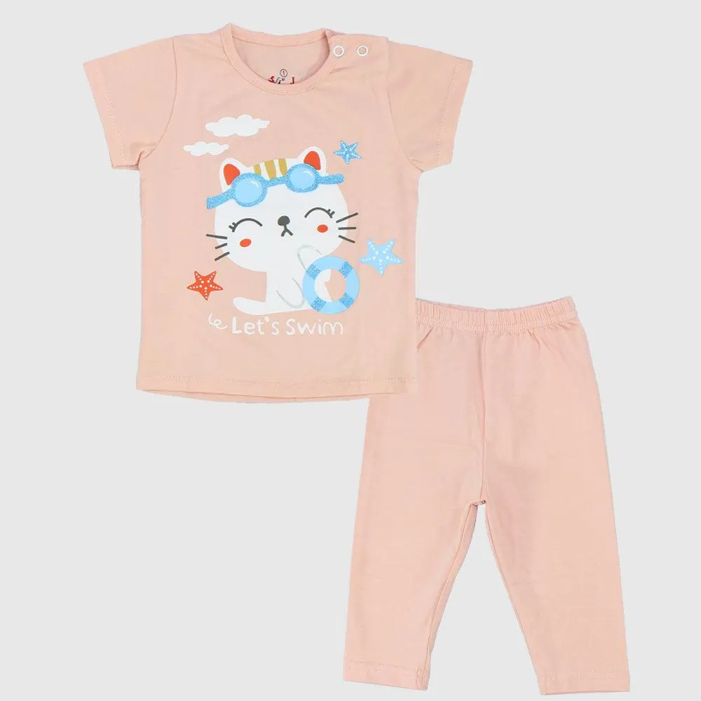 Swimming Cat Short-Sleeved Pajama