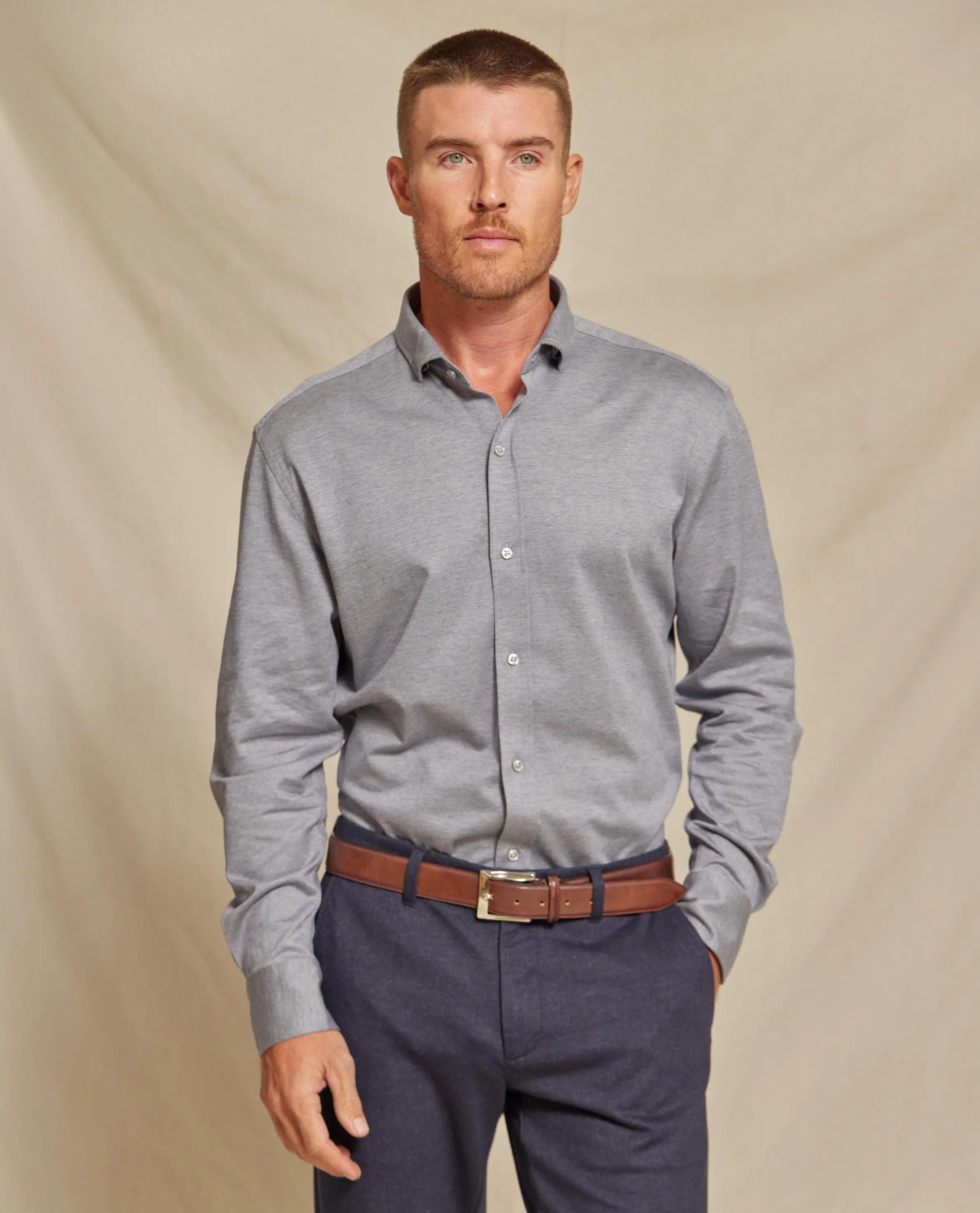 The Atlas - Liquid Cotton Button Down - Grey