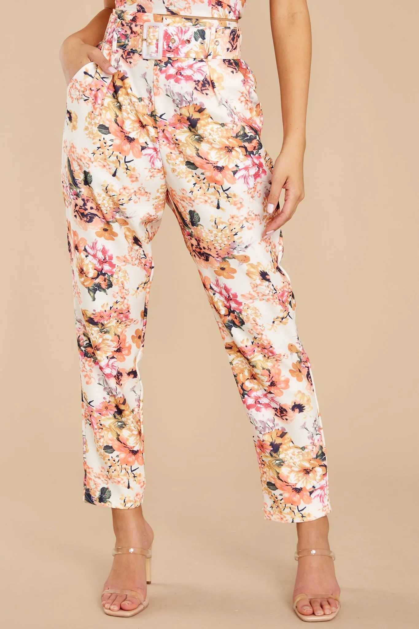 The Perfect Match Ivory Floral Print Pants