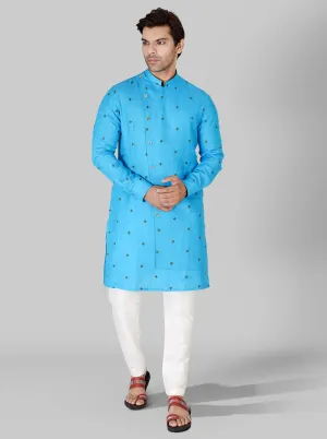 Turqouise Blue & Olive Kurta Set | TULA