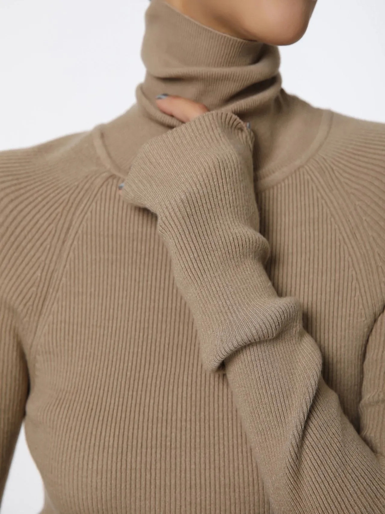 TURTLENECK RIBBED KNIT TOP