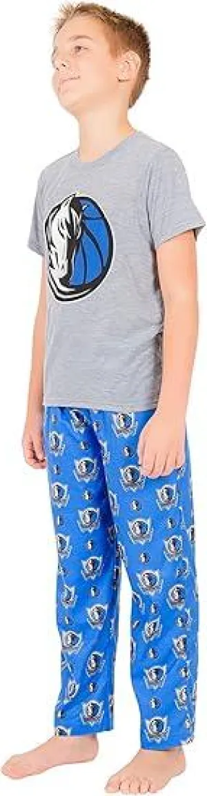 Ultra Game NBA Official Youth 2 Piece T-Shirt & Lounge Pants Pajama Set, Dallas Mavericks, Boys Sizes|Dallas Mavericks