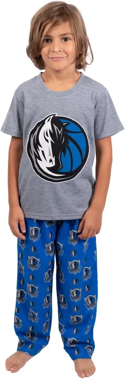 Ultra Game NBA Official Youth 2 Piece T-Shirt & Lounge Pants Pajama Set, Dallas Mavericks, Boys Sizes|Dallas Mavericks