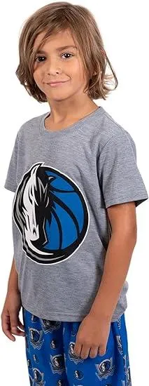 Ultra Game NBA Official Youth 2 Piece T-Shirt & Lounge Pants Pajama Set, Dallas Mavericks, Boys Sizes|Dallas Mavericks