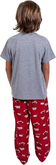 Ultra Game NBA Official Youth 2 Piece T-Shirt & Lounge Pants Pajama Set, Miami Heat, Boys Sizes|Miami Heat