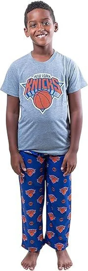 Ultra Game NBA Official Youth 2 Piece T-Shirt & Lounge Pants Pajama Set, New York Knicks, Boys Sizes|New York Knicks