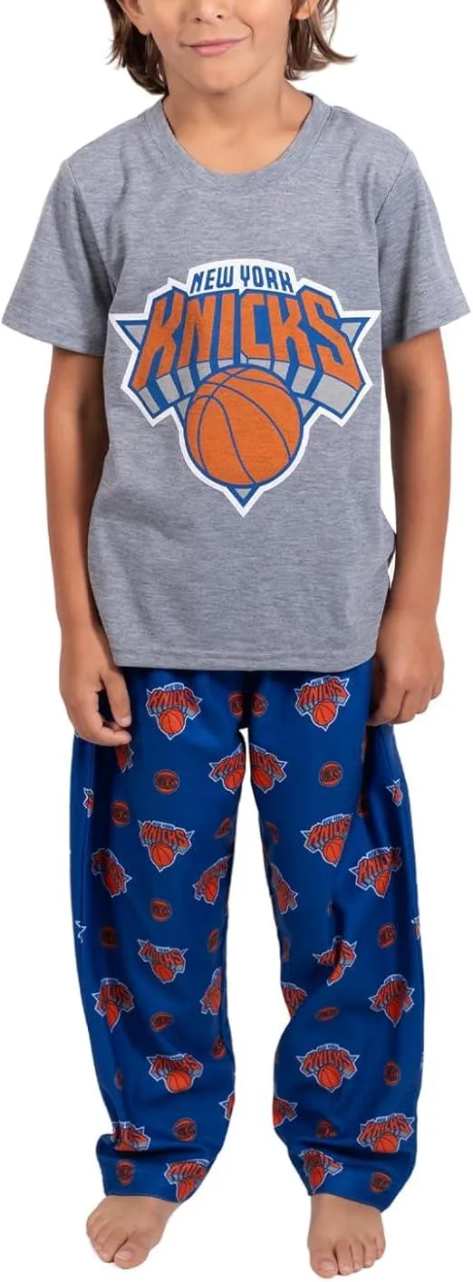 Ultra Game NBA Official Youth 2 Piece T-Shirt & Lounge Pants Pajama Set, New York Knicks, Boys Sizes|New York Knicks