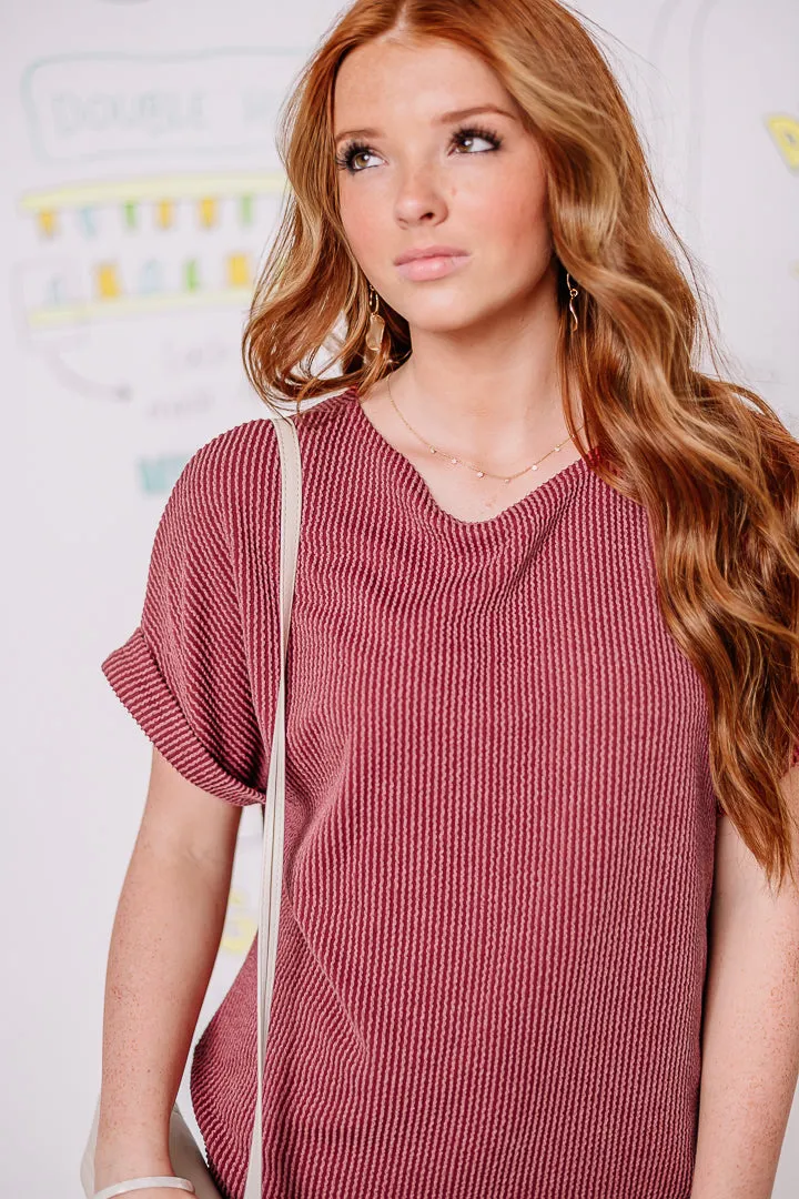 Up In Conversation Ribbed Top | Burgundy