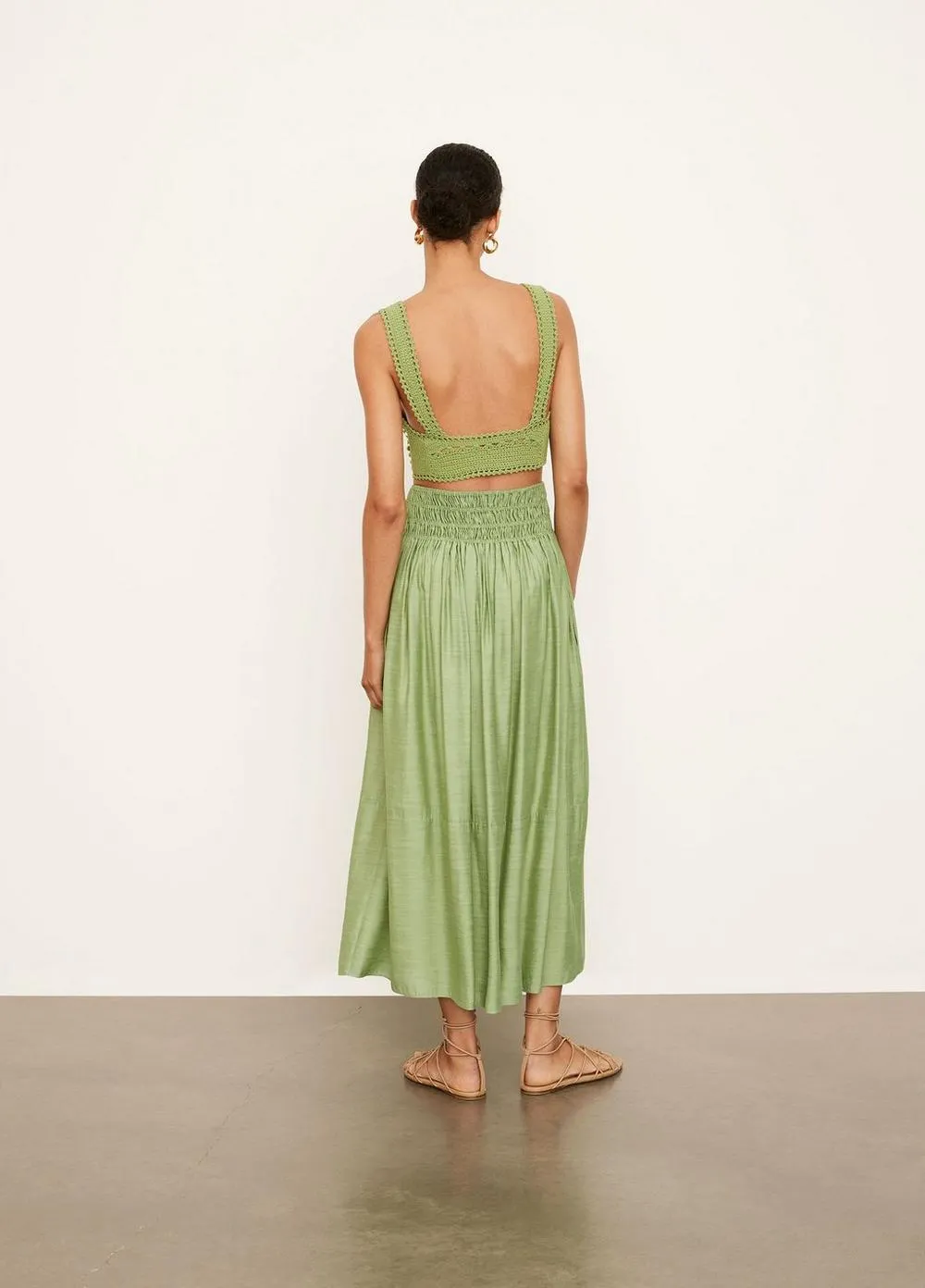 Vince - Smocked Midi Skirt in Pistachio