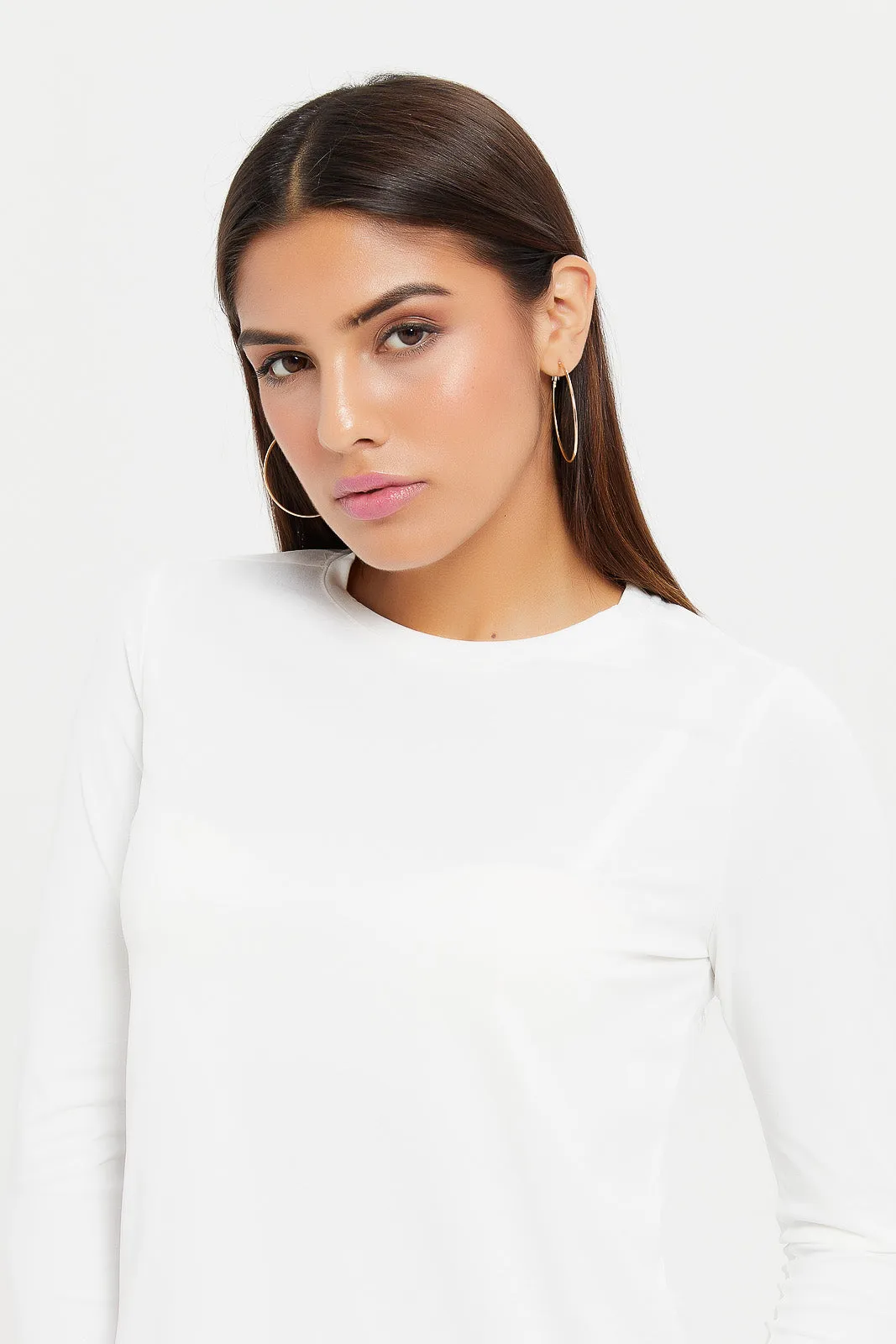 Women White Plain T-Shirt