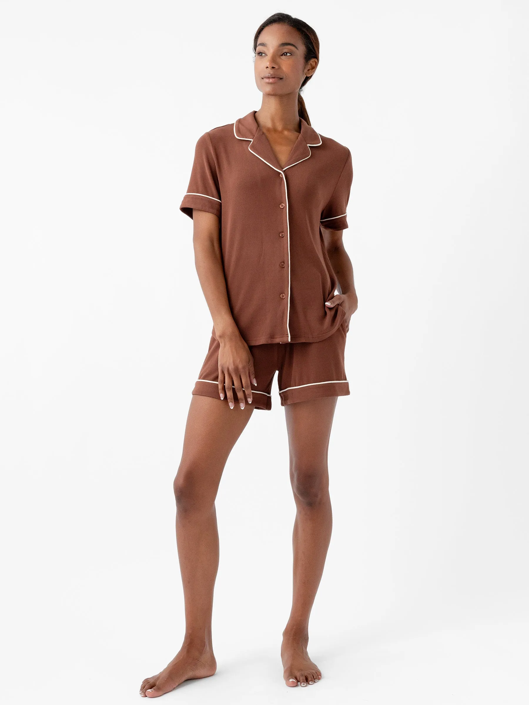 Women's Bamboo Rib-Knit Classic Pajama Short