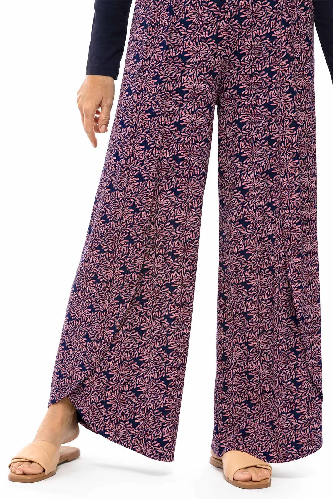 Women's Lynsu Wide Leg Pants  |  Peachy Pink Etched Flowers