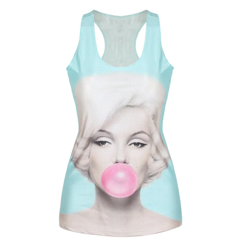 Women's Summer Style T Shirt Punk Club Sleeveless Costume 3D T-Shirts Women Fashion Leisure Vest