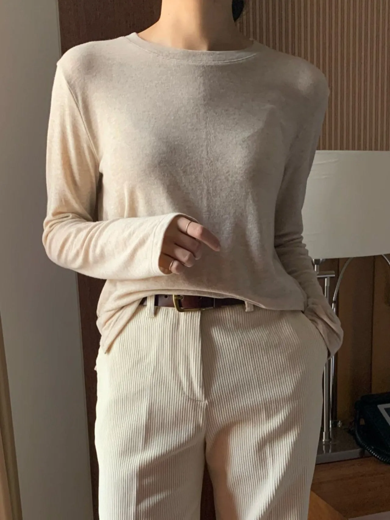 WOOL O-NECK LONG SLEEVE T-SHIRT