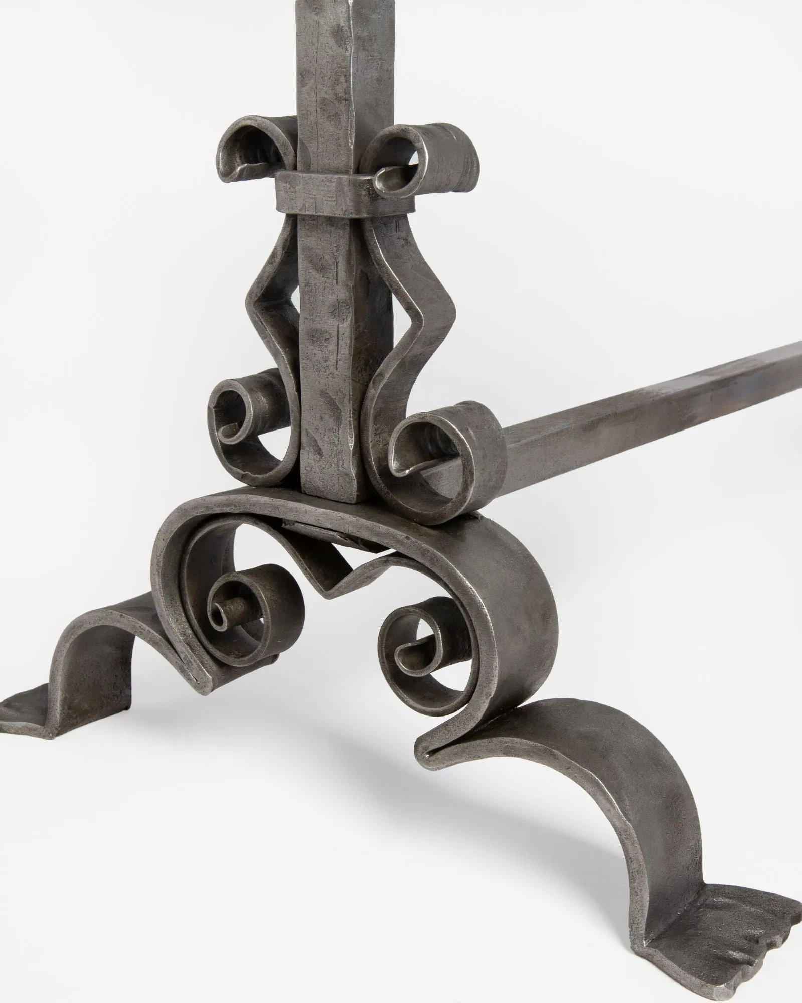 Wrought Iron Andirons with Twisted Balls