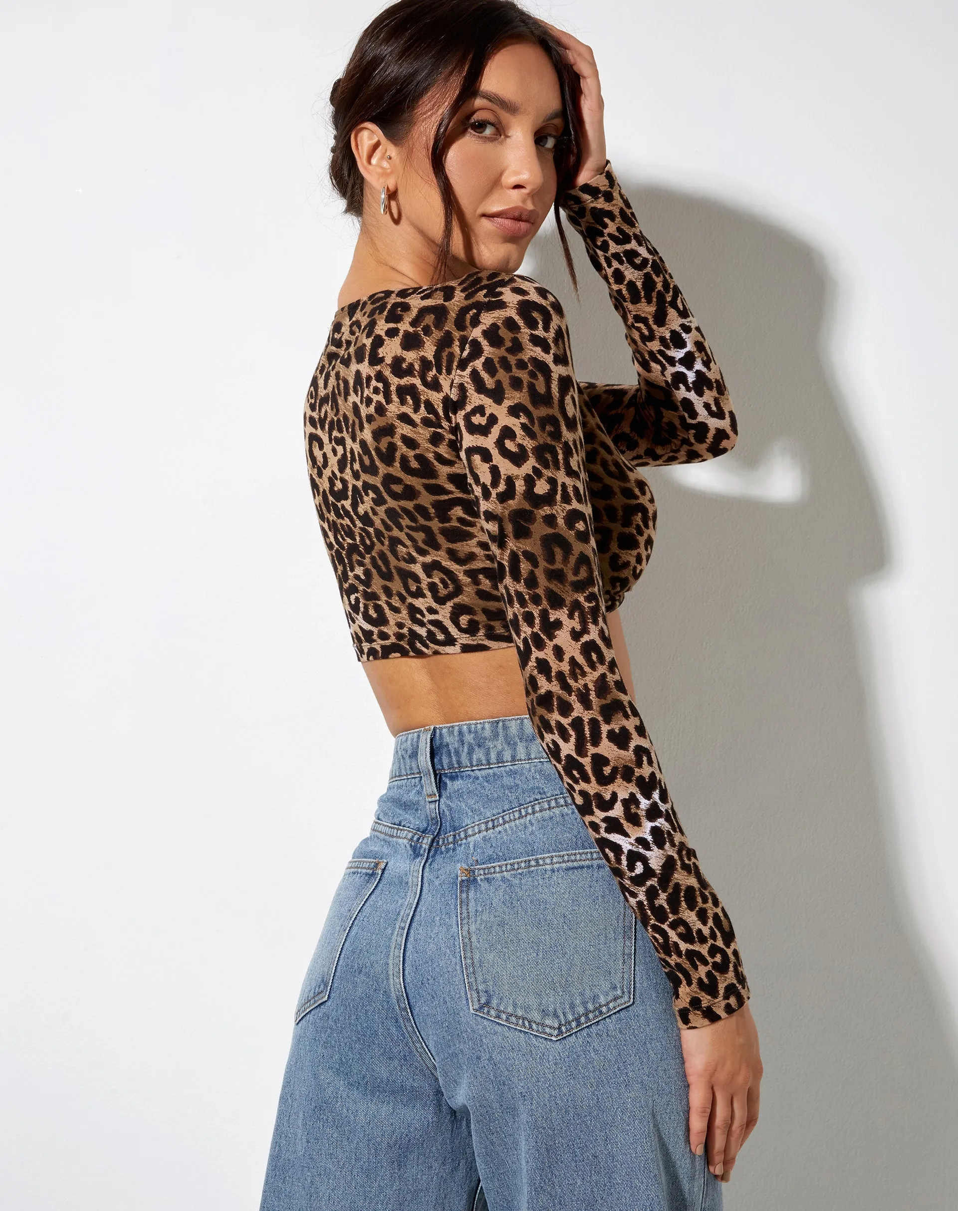 Zen Crop Top in Night Leopard Brown